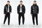 Material Oil Repellent Down Coat Black Windproof Jacket 46-54 Size