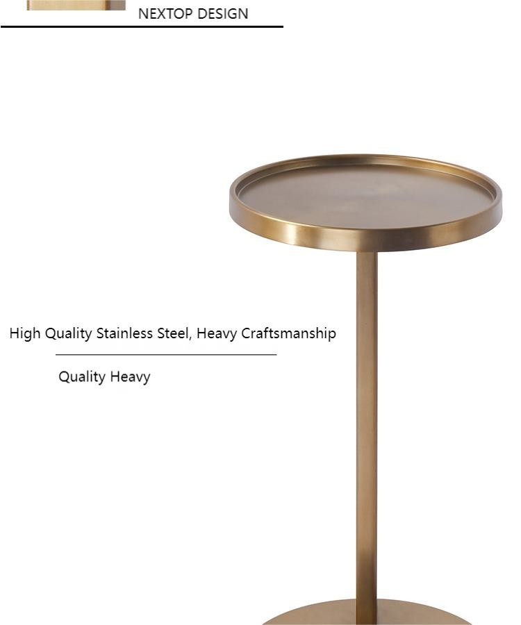 Hotel Golden Metal Side Table Modern High End Interior Furniture Customisation