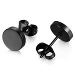 Hot Selling Classic Black Round cakes Stainless Steel Stud Earrings More size