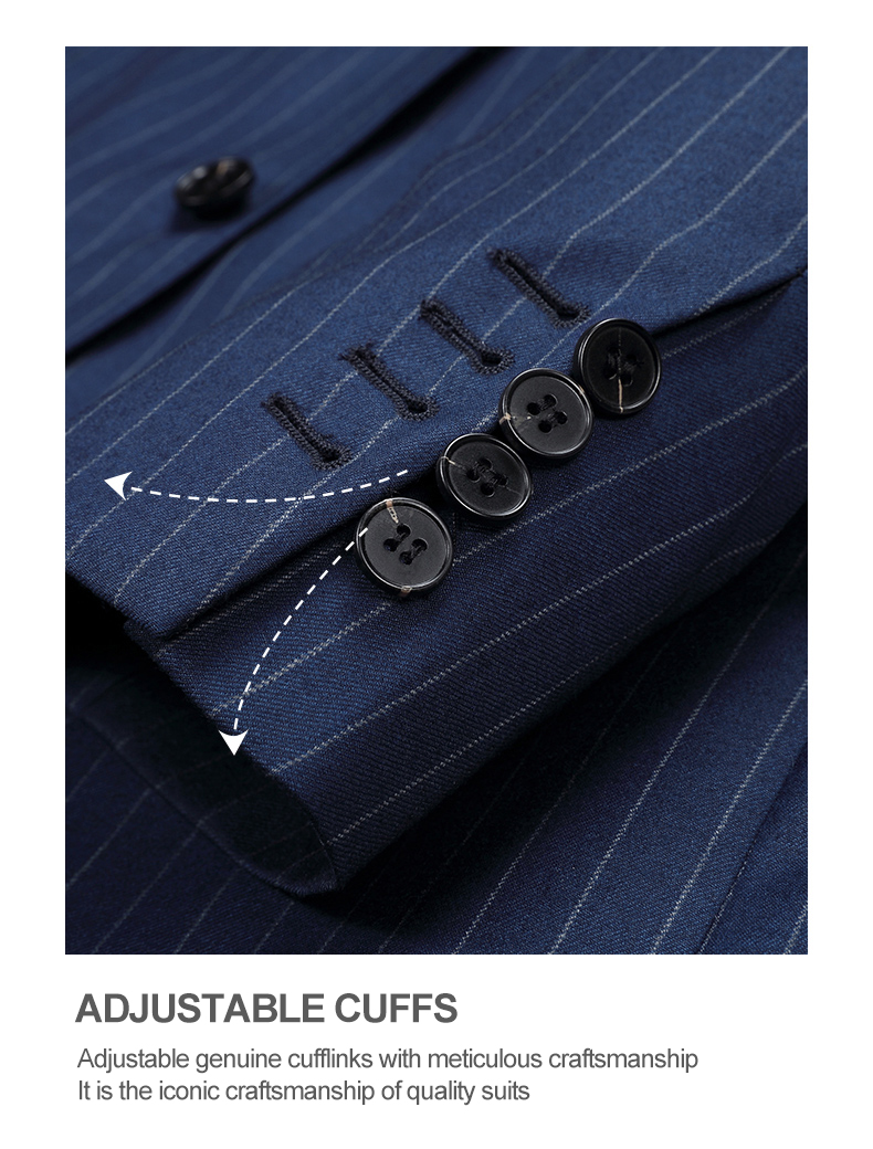 Men's 2 Pieces Suit Vertical Striped Gun Lapel Double-breasted 6 Buttons Formal Suit