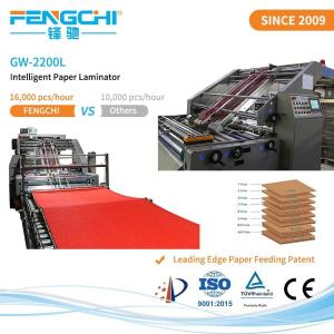 Wholesale GW-2200L Automatic Flute Laminator Paper Film Anticorrosive Design Speed 16000 Sheets/Hour from china suppliers