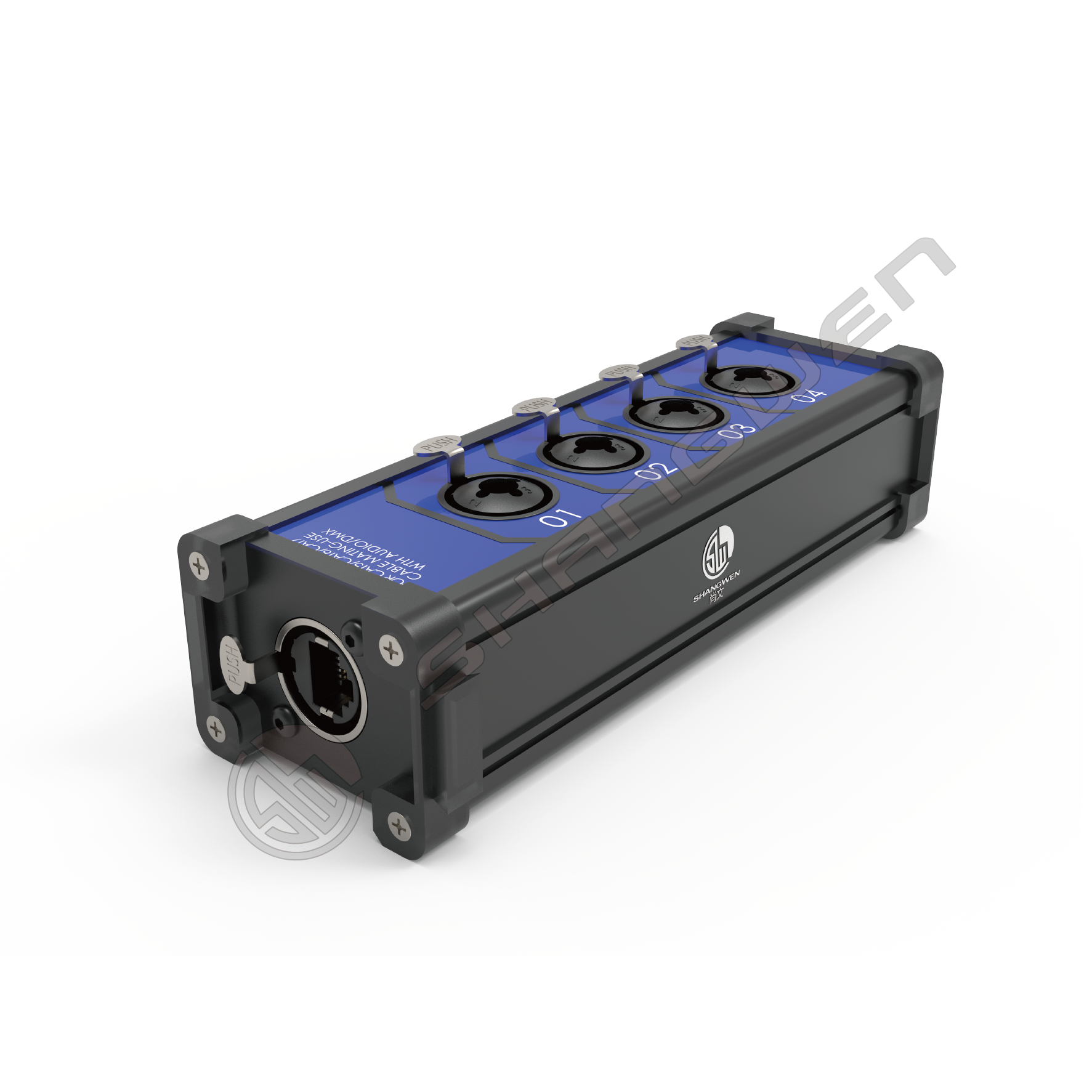 4-Channel Cat 5/6 Ethernet XLR Aluminum Ethernet Converter DMX RJ45 to 4 6.35 Combo Connectors Cable Audio Adaptor Extender Box