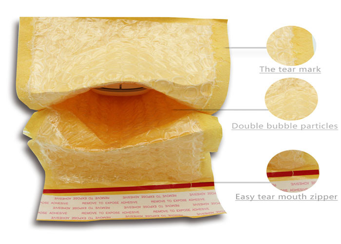 Easy To Write Surface Kraft Padded Mailers , Recyclable CD Bubble Mailers