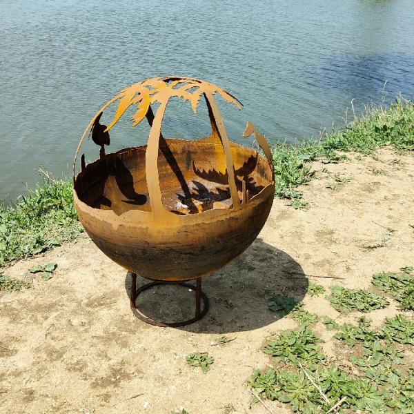 Outdoor Steel Fire Pit 1000mm Diameter 60cm/80cm/100cm Depth Wooden Box Packing
