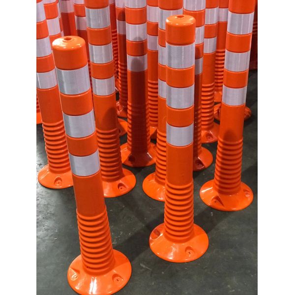 Warning Spring Post PU 750mm Orange Flexible Traffic Bollard Reflective Delineator Post