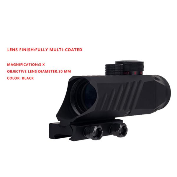 Riflescopes Optics 3x30 Tactical Hunting Scope Reticle Red / Green Each 5 Adjustment