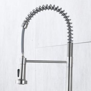 Wholesale Single Lever Coil Spring High Arc Kitchen Faucet With Sprayer Brushed Nickel from china suppliers