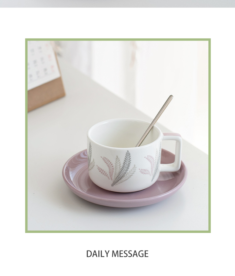 Custom Ceramic Coffee Cup And Saucer With Decal Nordic Design Style for Business Gifts