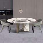 Rotating Round Marble Dining Table Stainless Steel Legs Custom Simple Nordic