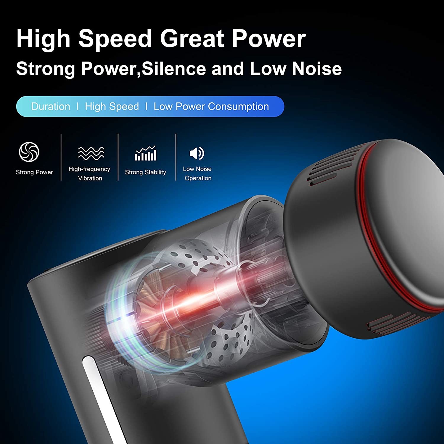 3000rpm Hot Cold Handheld Vibrating Muscle Gun Lightweight With Heating Head