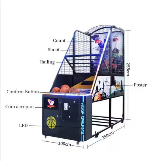 Metal Basketball Arcade Game Machine Coin Operated Game Basketball Game Machine