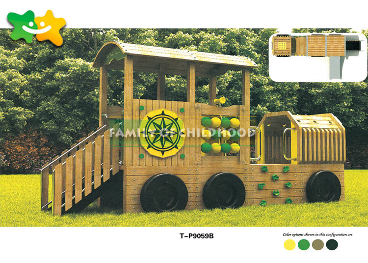Powder Coated Funny Wooden Climbing Frame With Swing Aluminum Alloy Post