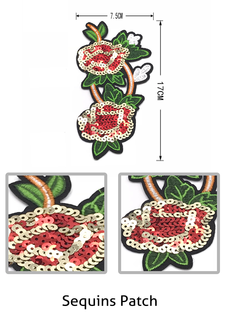 3D Rose Kids Sew On Patches Sequin Material Various Color Any Style Available