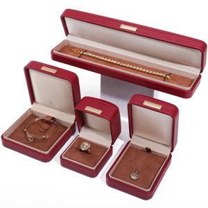 Wholesale Floating Effect Red PU Leather Luxury Jewelry Packaging Box Set with Gold Bar from china suppliers