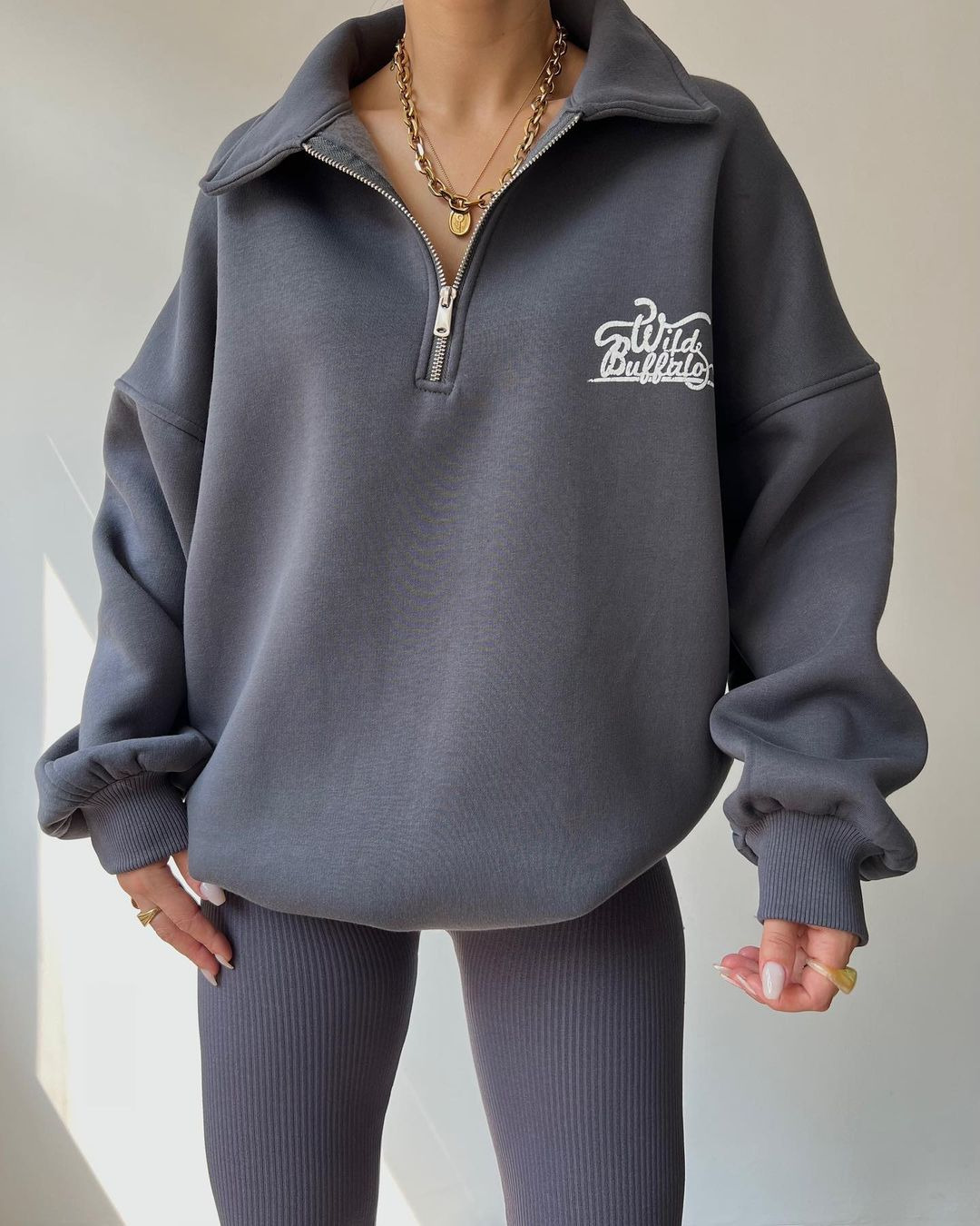 Womens Oversized Fleece Zip Up Hoodie Yoga Top Hoodie Sweatshirts Casual Cozy Style