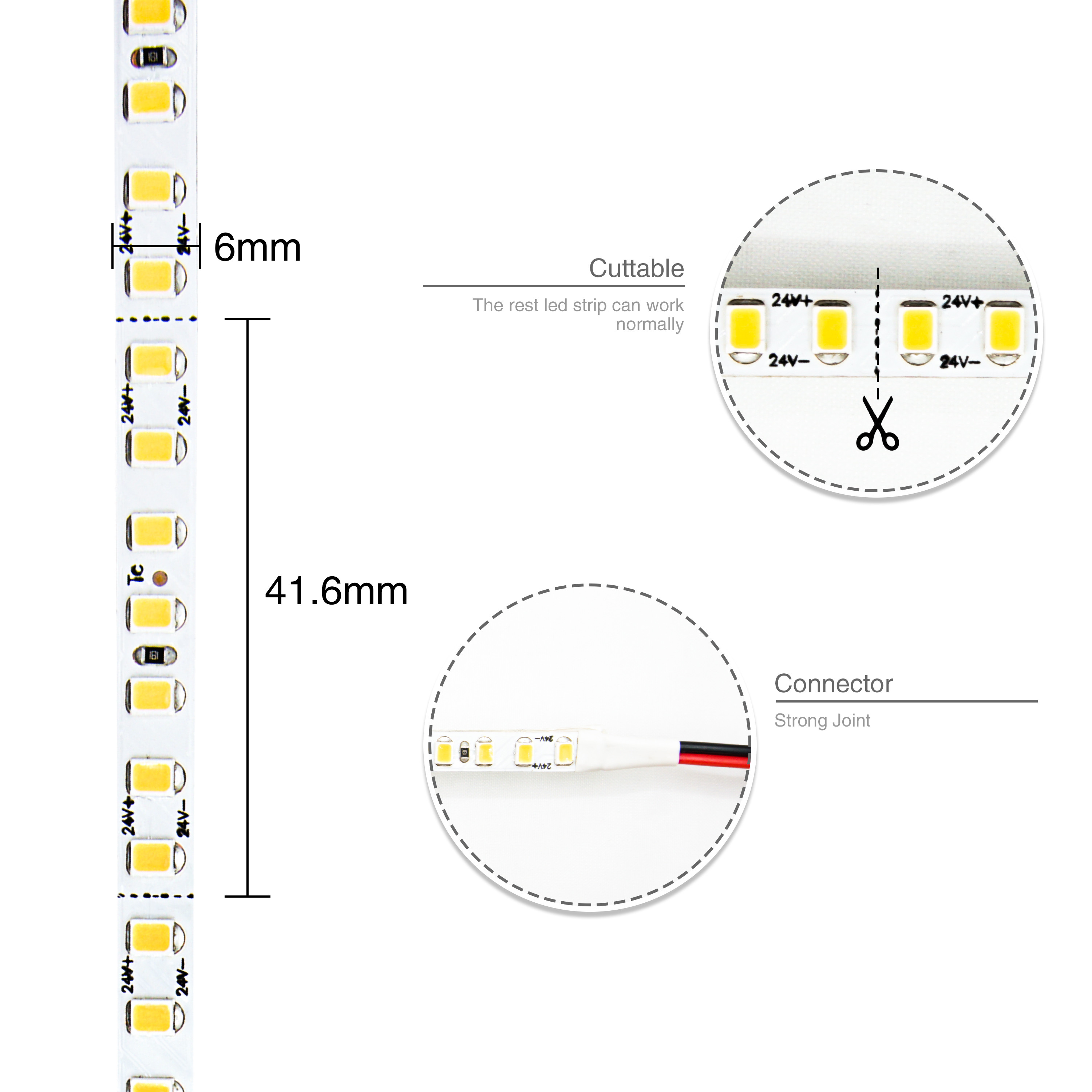 6mm Width DC24V Thin Led Strip 168 LEDs/M Flexible Led Light Strips