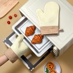 Oven Mitts Oven Gloves BBQ Gloves Silicone Thickened Cotton Double Layer Design