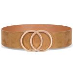 Gold Buckle Wide Skinny Leather Belt 2.31in Women Dress Classic Stylish