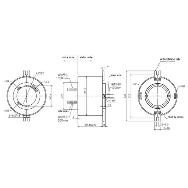 Reliable Antenna Hollow Shaft Slip Ring Transferring Power And Signal