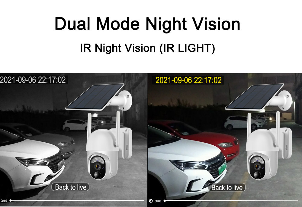 3MP Wireless Solar Security Cameras 4X Digital Zoom Smart PIR Detection Solar IP Camera