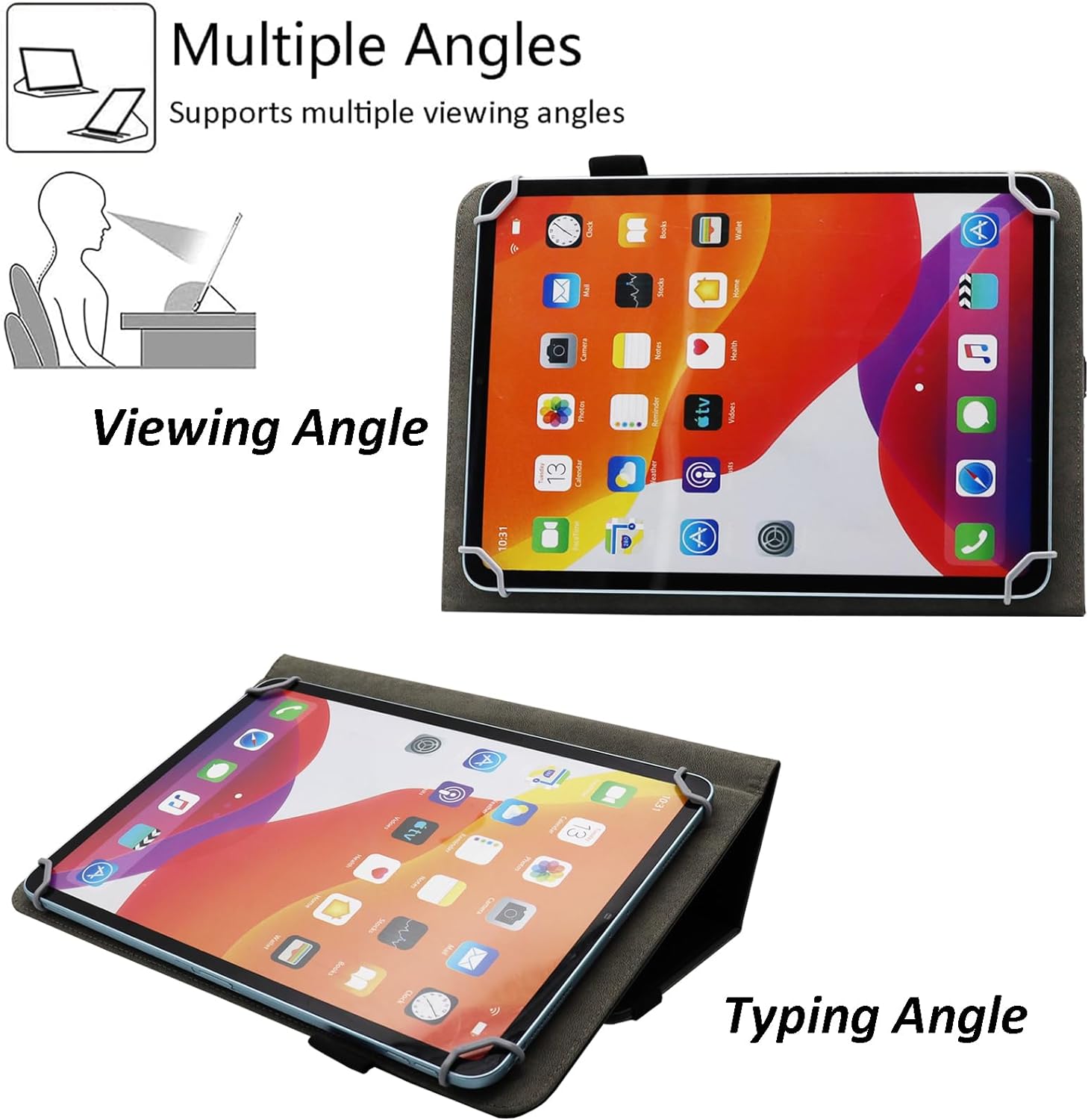 Laudtec Universal 10.1 Inch Tablet Case Viclowlpfe Protective Folio Stand Android Case Tablet with Hand Strap and Cards Slots