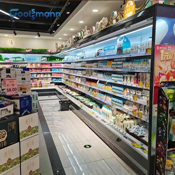 LED Open Showcase Chiller Supermarket Fruit Vegetable Air Curtain Display