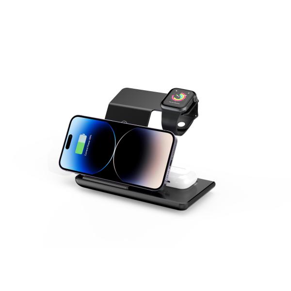 LED Light Multifunction Wireless Charger for 15W Fast Charging and Qi-enabled Devices