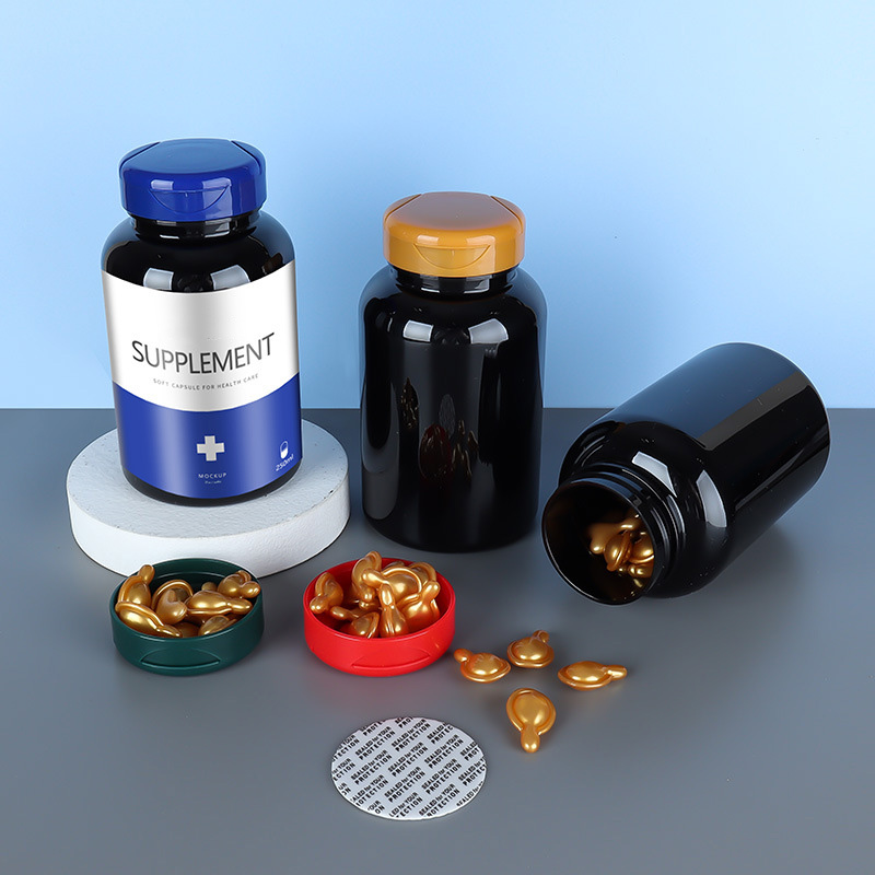 Empty Labels 200ml 300ml PET Pill Organizer Bottle for Pharmacy Pharmaceutical Plastic Vitamin Capsule Container Packaging