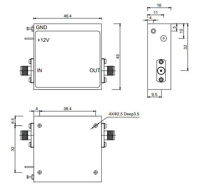 4 To 18 GHz RF Power Amplifier P1dB 30 dBm Wireless Power Amplifier
