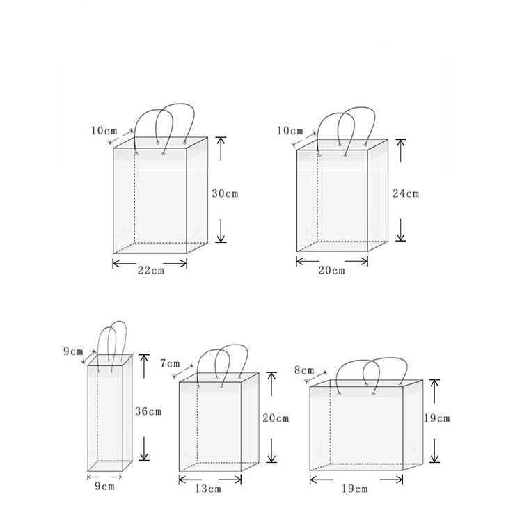 Custom logo printed wholesale gift transparent pp plastic handle bag for shopping