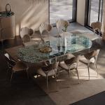 Fashionable Hotel Restaurant Furniture Marble Butterfly Shape Metal Base Dining