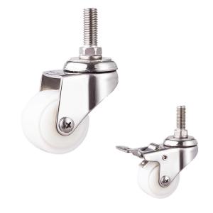 Wholesale 50KG Capacity 50x22mm White Stainless Steel Threaded Stem PA Wheel With Covers from china suppliers
