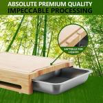 Custom Sustainable Rectangle Bamboo Chopping Board with Stainless Steel Drip