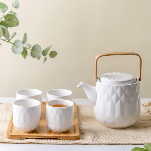 Sustainable Ceramic Type Porcelain Tea Set Of 6 Japanese White Tea Cups With