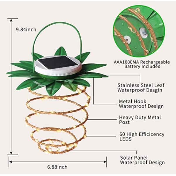 60LEDs Hanging Pineapple Solar Lantern