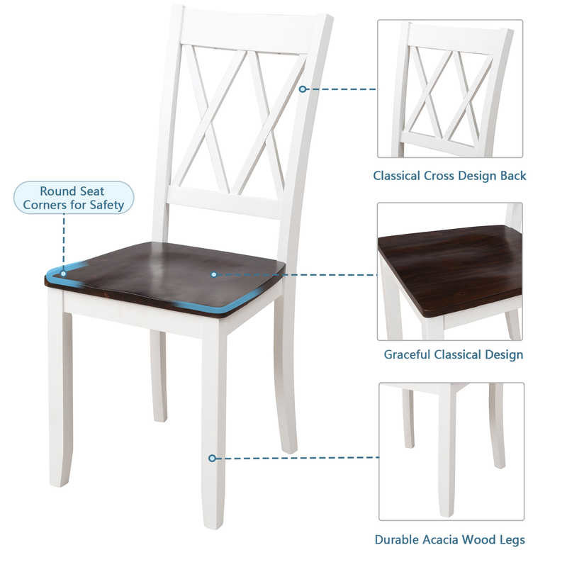 White 5 Piece Kitchen Table And Chairs Set W29.52”Table