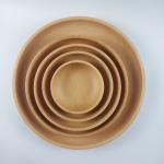 BPA Free Wooden Kitchen Utensil Set Creative Beech Wood Plate Round Salad Pickle