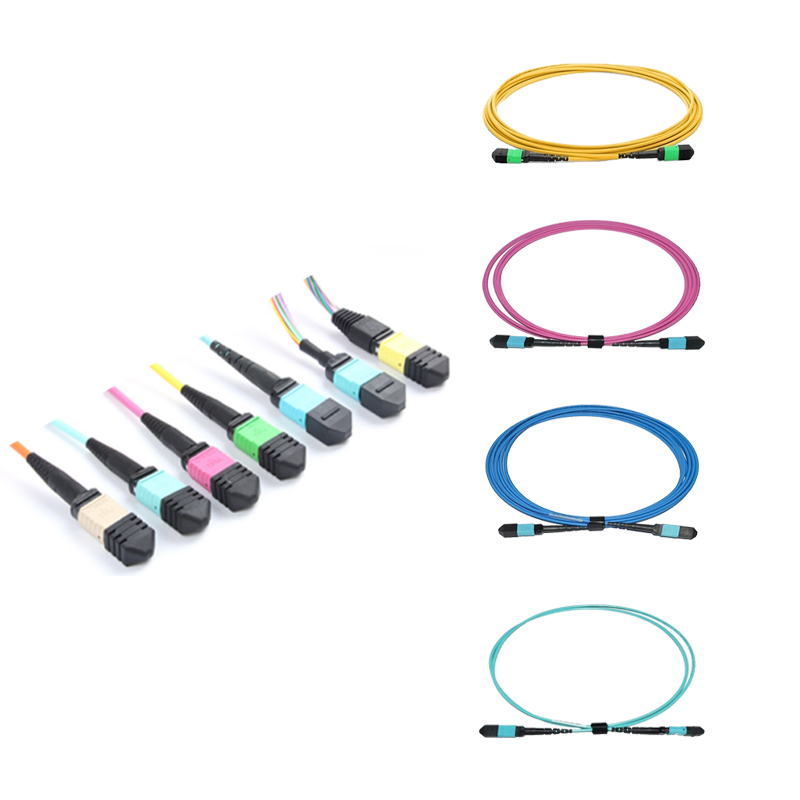 1 Meter 12 Cores OM4 MPO Fiber Optic Patch Cord And Pigtail Jumper For Data Center