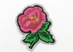 Delicate Flower Iron On Patches , Embroidered Flower Appliques Bright Color