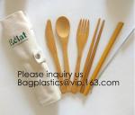 Eco friendly 5 Pieces Fork Knife Spoon Bamboo Disposable Cutlery Set Reusable