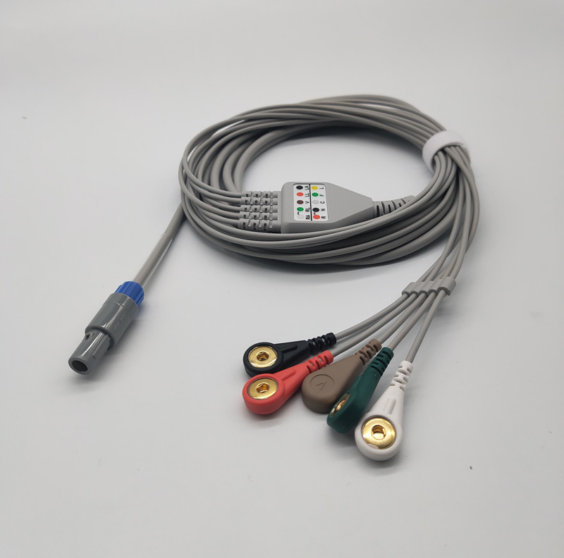 Din Connector AHA 3/5 Leads Biosys Ecg Cable 6-pin Connector IEC/AHA