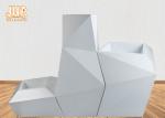 Irregular Flower Pots Geometric Shape Floor Vases Glossy White Fiberglass