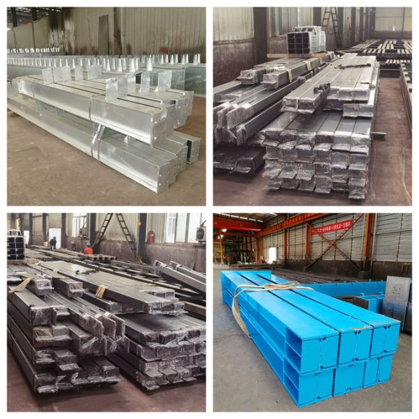 Steel components bundled on pallets