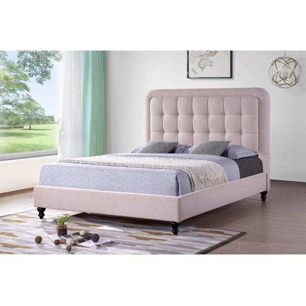 Student Linen Queen Bed Solid Wood Frame High Density Sponge OEM Service