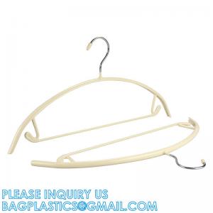 Wholesale Garment Usage Custom Thick Bulk Space Saving Ivory Rubber PVC Coated Body Metal Coat Cloth Hanger With PVC Bar from china suppliers