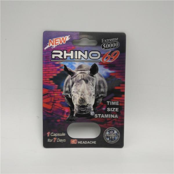 Plastic Empty Medicine Bottles Male Enhancement Rhino 99 Pills Blister Card With