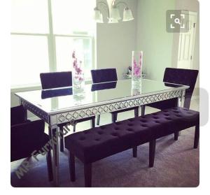 Wholesale Sophia Silver Glass Dining Table , 160 * 90 * 75cm Mirror Dining Room Table from china suppliers