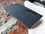 Sandwich Bonded Paper Business Card Black Foil Stamped With Embossing /