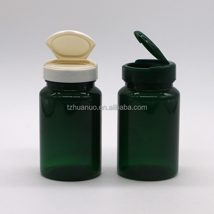 150ML PET capsule pill tablet leakproof bottle with flip top cap customized and degradable
