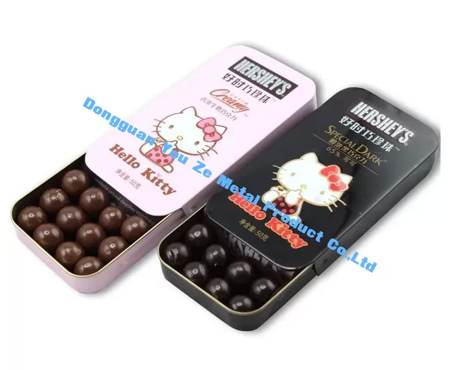 Food Grade Slide Small Tin Containers Push And Pull Metal Box Chocolate Tin Box 4 Color Printing